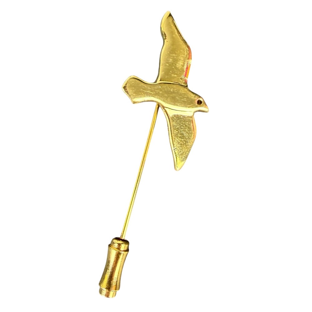 Vintage Trifari Gold Tone Seagull Bird Stick Pin Lapel Hat Pin